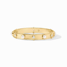 Julie Vos Tribeca Bangle Shell Pearl & CZ
